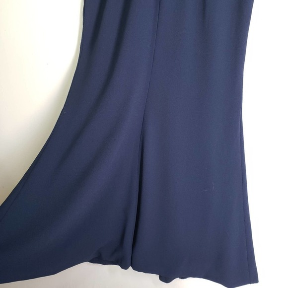 Dress The Population Iris Slit Crepe Gown L Navy Blue Sleeveless Gown Maxi - Picture 10 of 11
